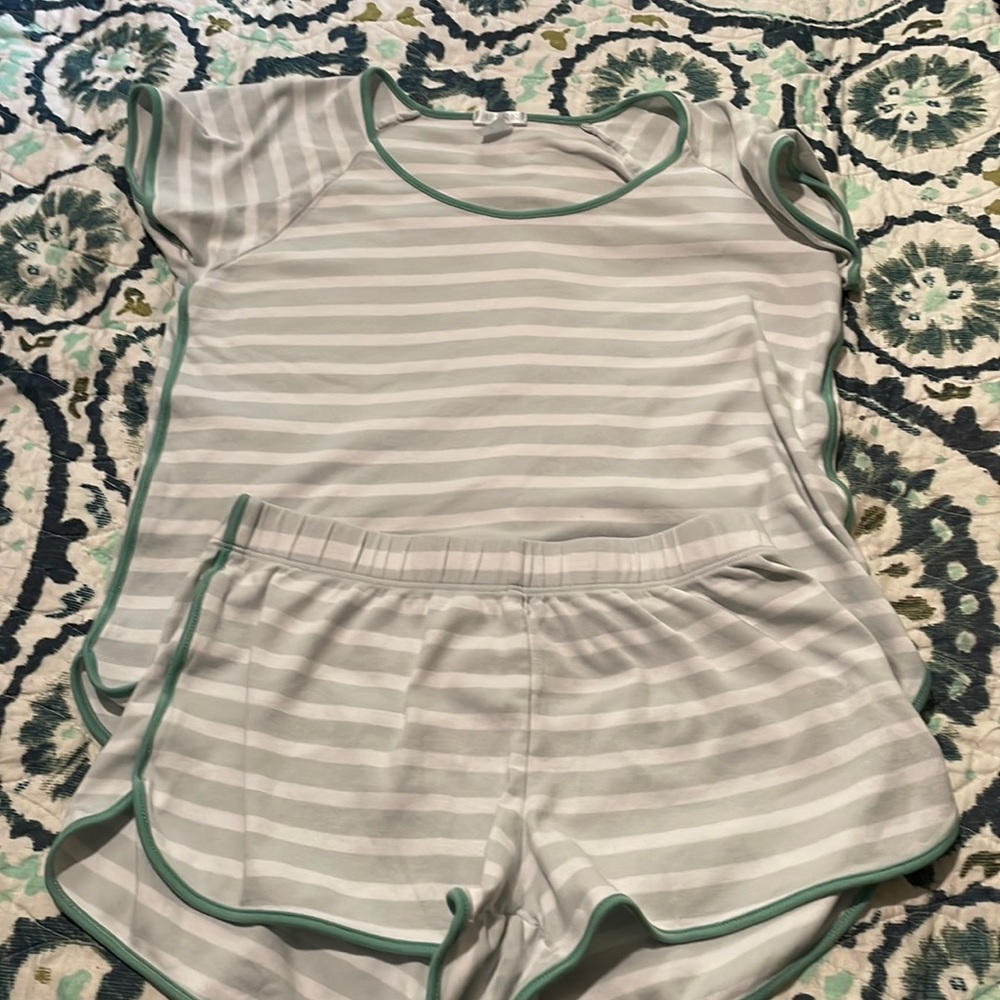 Lake Pajamas XS Green Stripes